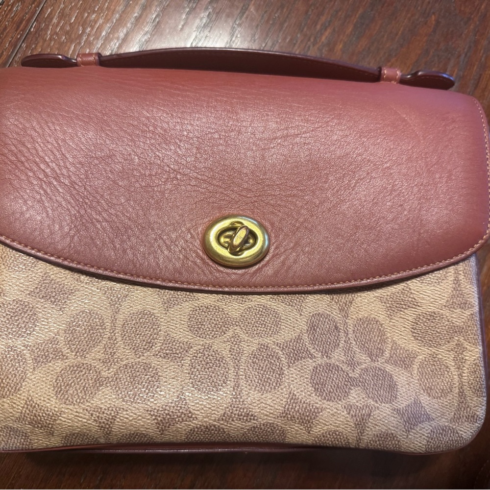 Coach Signature Canvas and Leather Bag - Pink and Beige